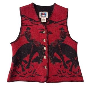 WOODED RIVER Women’s Size S Western Red/Blk Vest Rodeo, Cowgirl Made In The USA